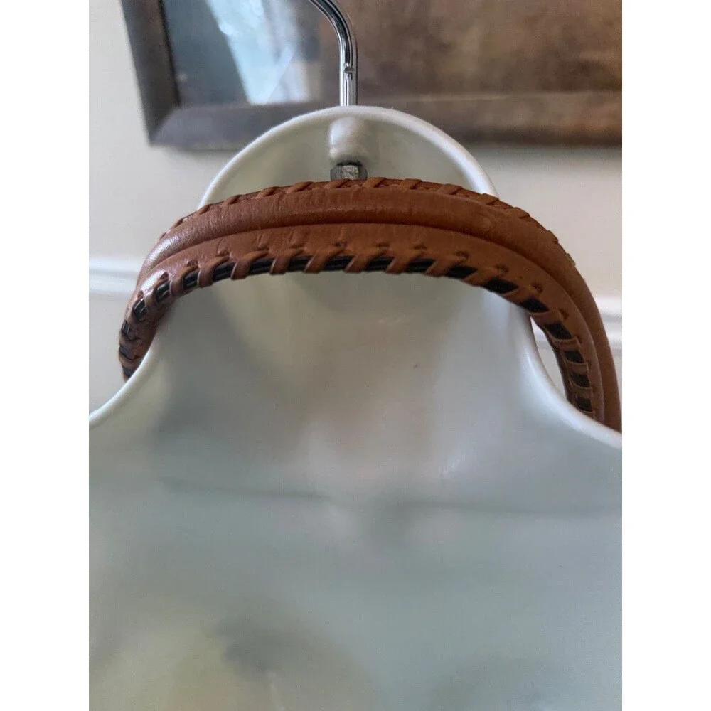 B Makowsky Tan Leather Leopard Interior Shoulder Bag Y2K